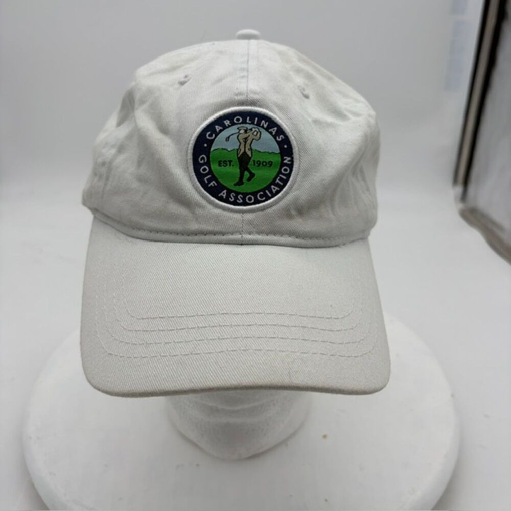 Imperial Golf Hat White Carolinas Golf Association Hook Loop Strap Casual Adj